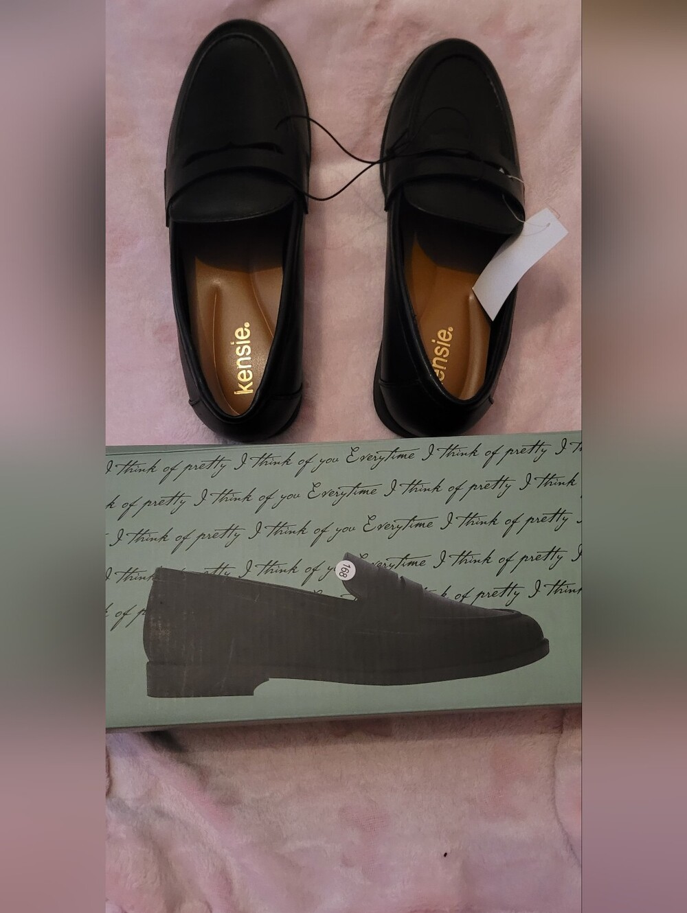 Kensie Black Leather-Effect Gitty Penny Loafers